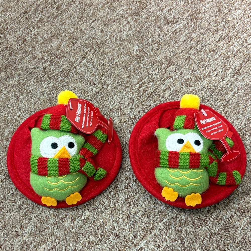 Pier 1 Imports Brand New Winter Owl Stemware Coasters for sale!
